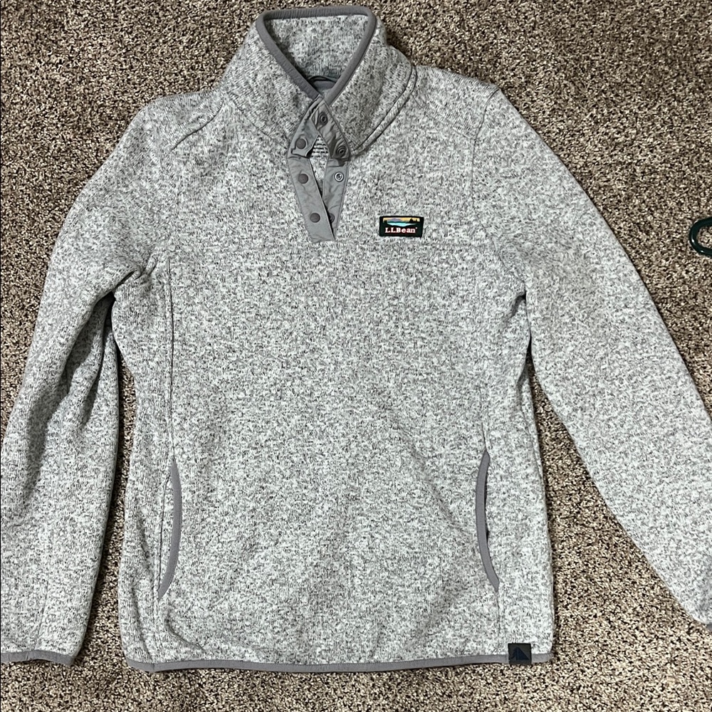 L.L. Bean Gray Textured Fleece Top
